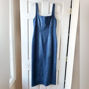 Bobbles & Lace Sleeveless Bodycon Denim Dress Blue Medium Wash Size L NWOT